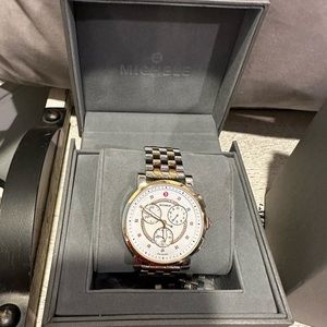 Michele Watch Woman’s sport sail diamond accent two-tone bracelets watch